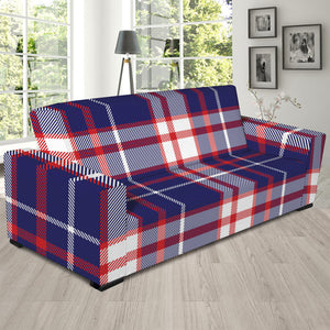 USA Patriotic Plaid Print Sofa Slipcover