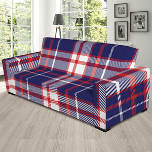 USA Patriotic Plaid Print Sofa Slipcover