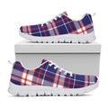 USA Patriotic Plaid Print White Running Shoes