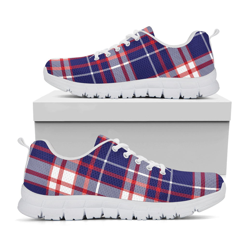USA Patriotic Plaid Print White Sneakers