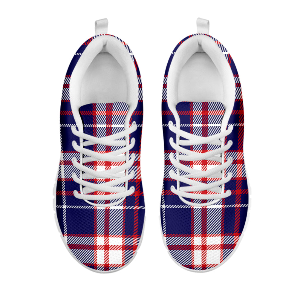 USA Patriotic Plaid Print White Sneakers