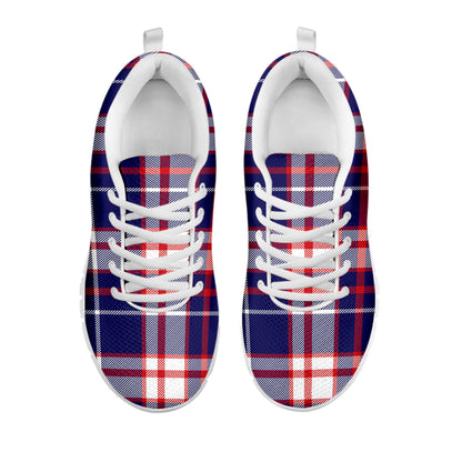 USA Patriotic Plaid Print White Sneakers