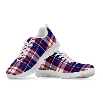 USA Patriotic Plaid Print White Sneakers