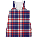 USA Patriotic Plaid Print Women's Racerback Tank Top