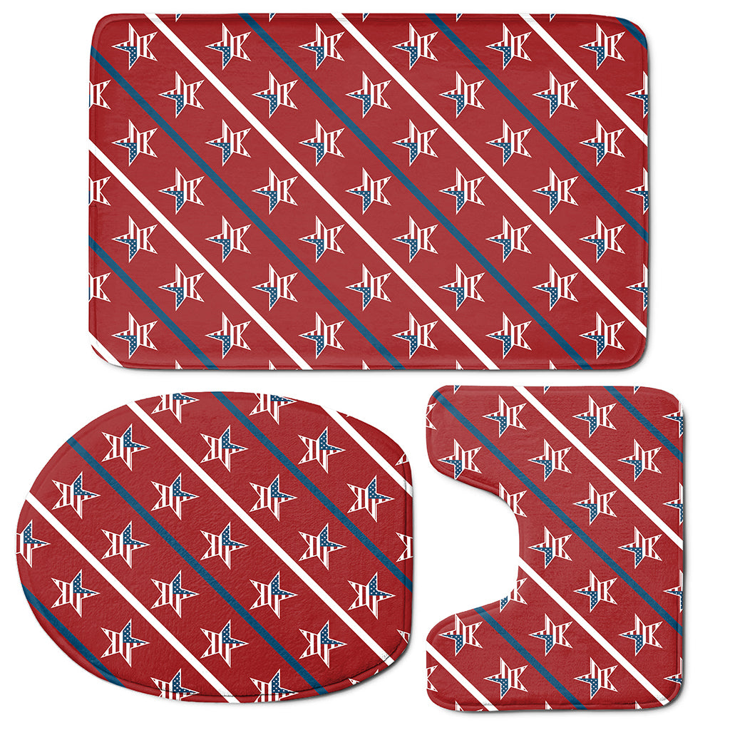 USA Patriotic Star Pattern Print 3 Piece Bath Mat Set