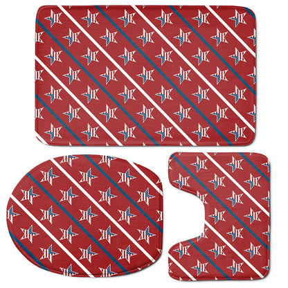 USA Patriotic Star Pattern Print 3 Piece Bath Mat Set