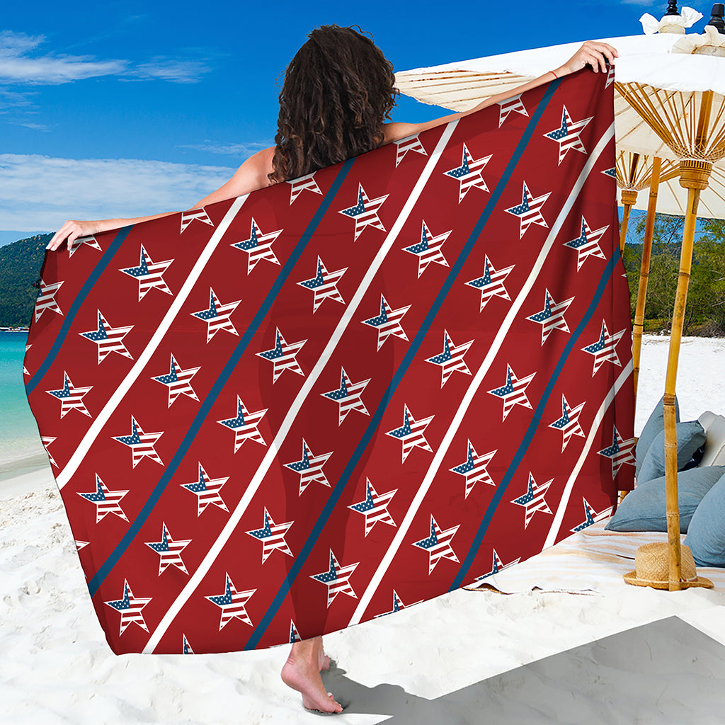 USA Patriotic Star Pattern Print Beach Sarong Wrap