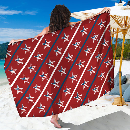 USA Patriotic Star Pattern Print Beach Sarong Wrap