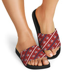 USA Patriotic Star Pattern Print Black Slide Sandals