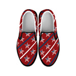 USA Patriotic Star Pattern Print Black Slip On Shoes