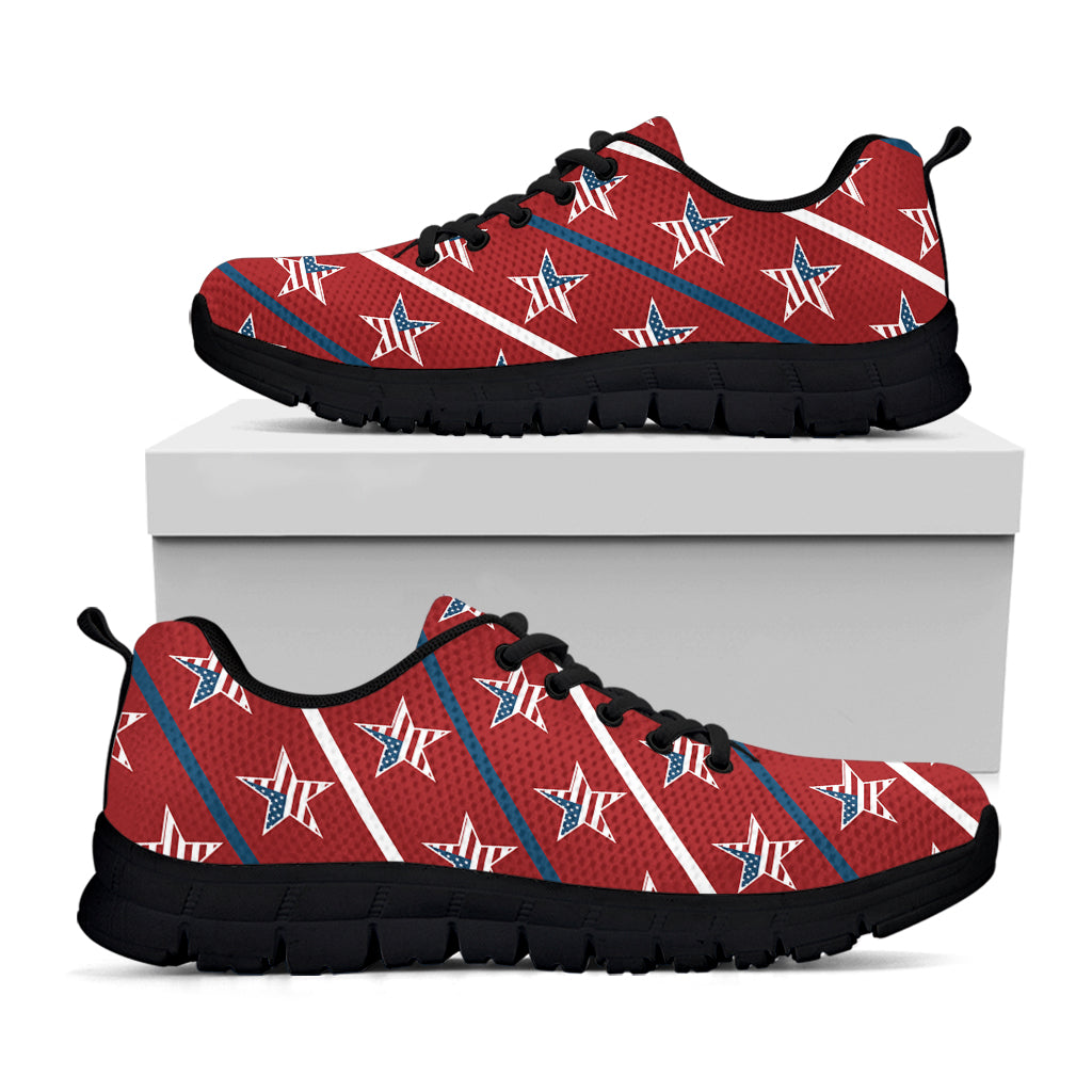 USA Patriotic Star Pattern Print Black Sneakers