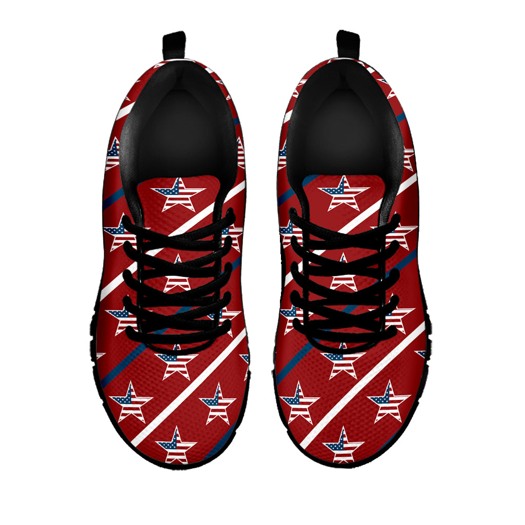USA Patriotic Star Pattern Print Black Sneakers