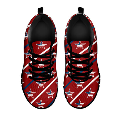 USA Patriotic Star Pattern Print Black Sneakers