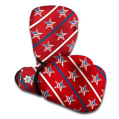 USA Patriotic Star Pattern Print Boxing Gloves