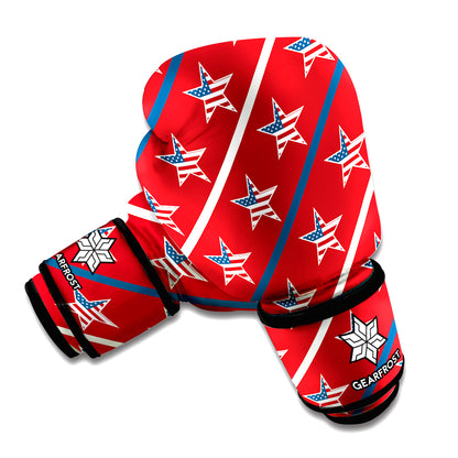 USA Patriotic Star Pattern Print Boxing Gloves