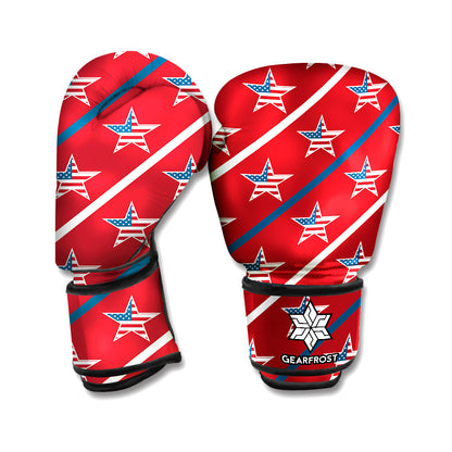 USA Patriotic Star Pattern Print Boxing Gloves