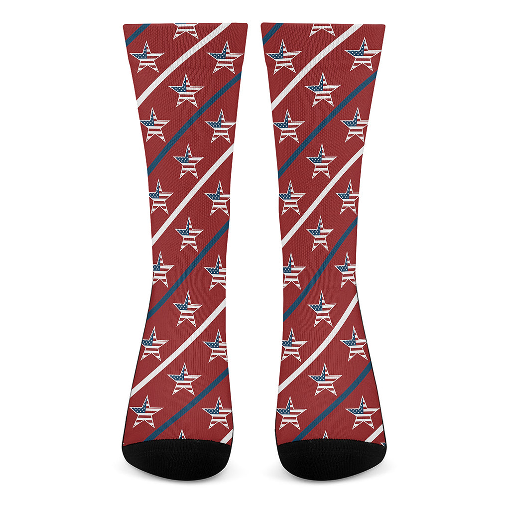 USA Patriotic Star Pattern Print Crew Socks