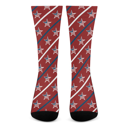 USA Patriotic Star Pattern Print Crew Socks