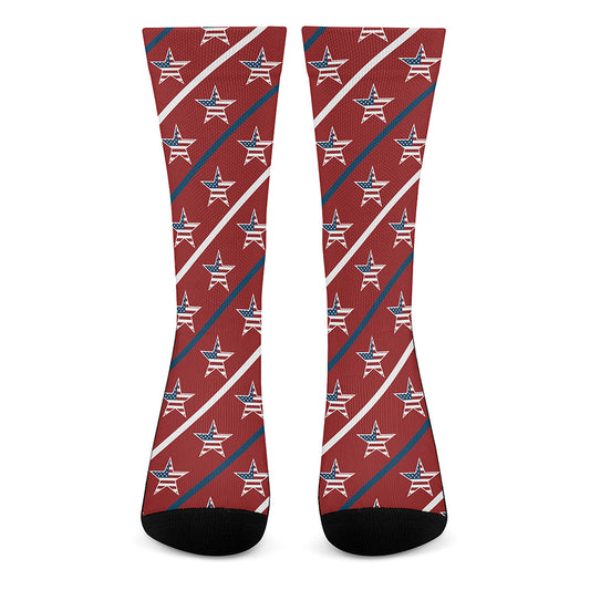 USA Patriotic Star Pattern Print Crew Socks
