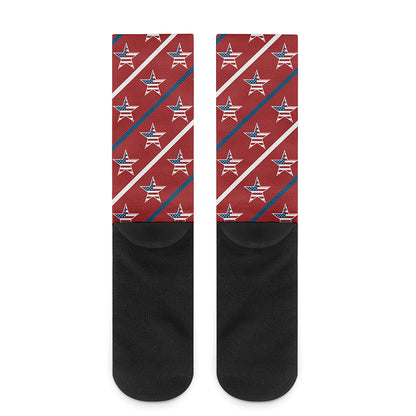 USA Patriotic Star Pattern Print Crew Socks