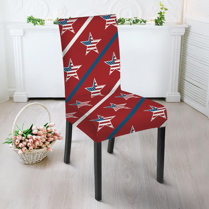 USA Patriotic Star Pattern Print Dining Chair Slipcover