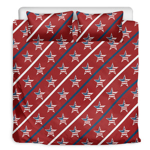 USA Patriotic Star Pattern Print Duvet Cover Bedding Set