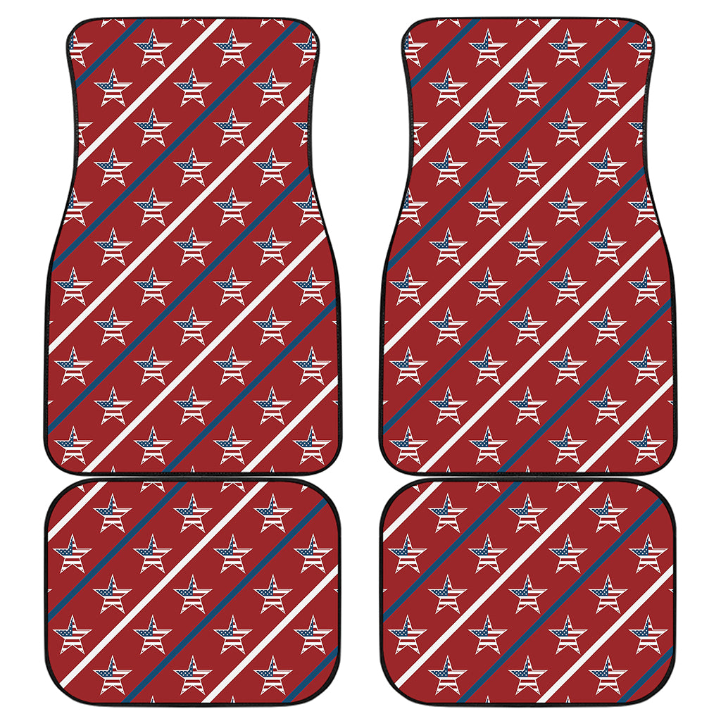 USA Patriotic Star Pattern Print Front and Back Car Floor Mats