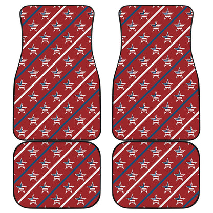 USA Patriotic Star Pattern Print Front and Back Car Floor Mats