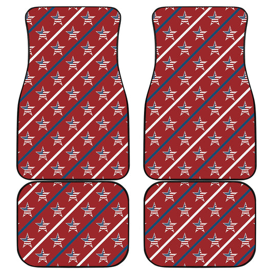 USA Patriotic Star Pattern Print Front and Back Car Floor Mats