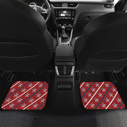 USA Patriotic Star Pattern Print Front and Back Car Floor Mats