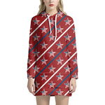 USA Patriotic Star Pattern Print Hoodie Dress