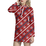 USA Patriotic Star Pattern Print Hoodie Dress