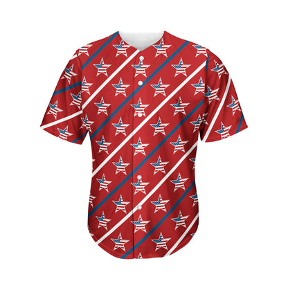 USA Patriotic Star Pattern Print Men's Baseball Jersey
