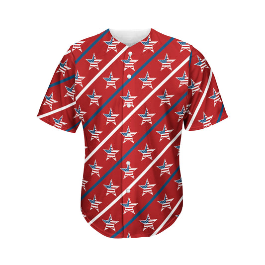 USA Patriotic Star Pattern Print Men's Baseball Jersey