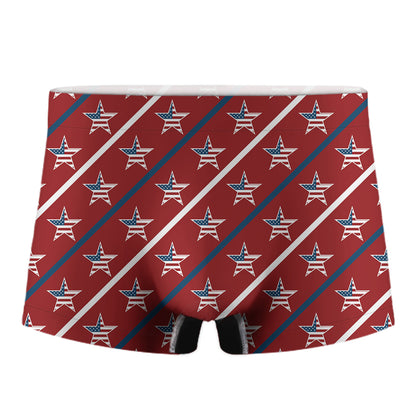 USA Patriotic Star Pattern Print Men's Boxer Briefs