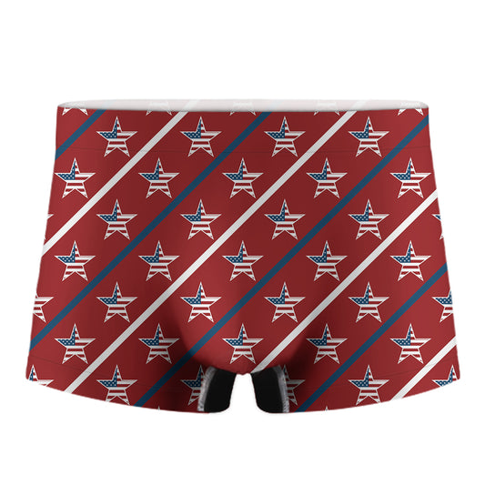 USA Patriotic Star Pattern Print Men's Boxer Briefs