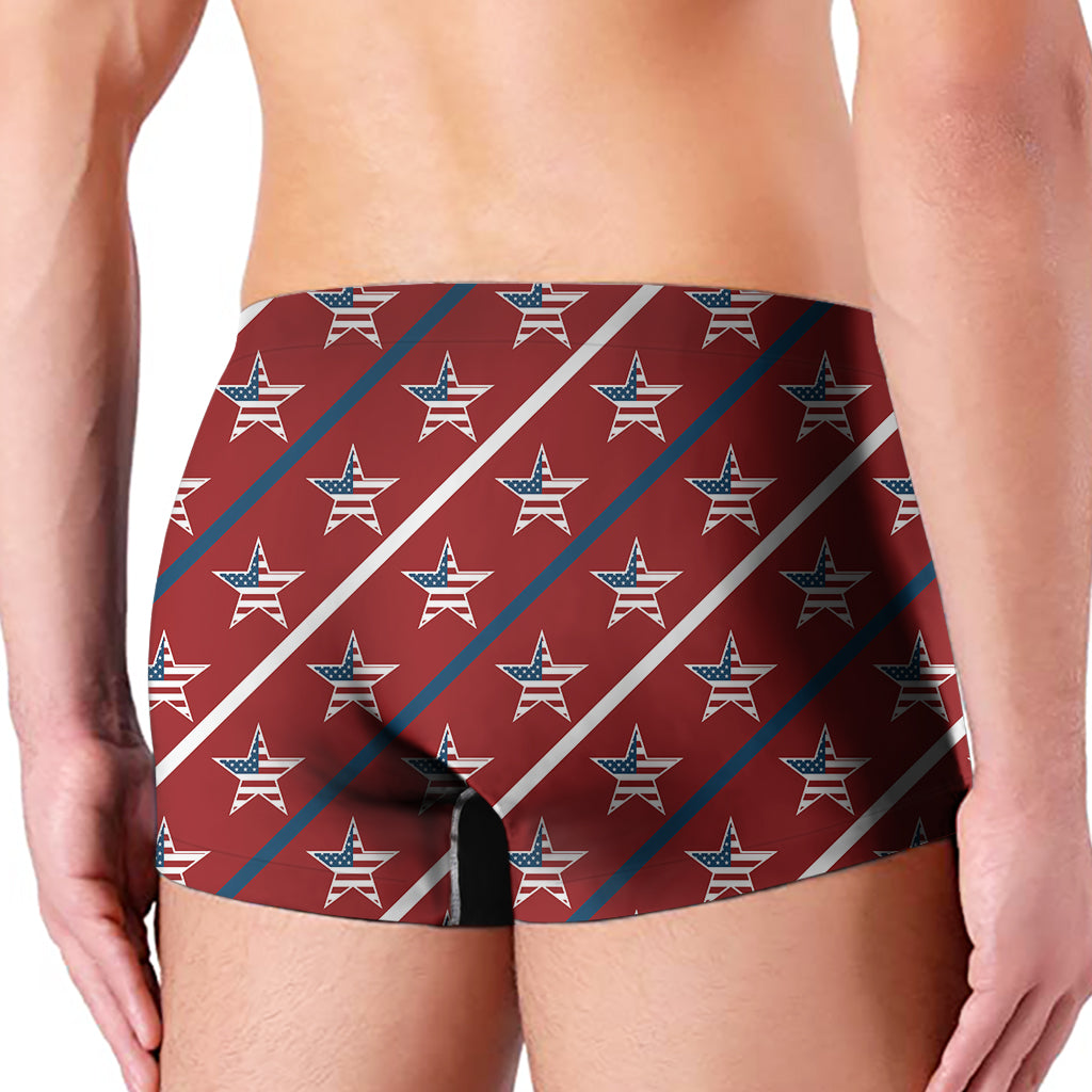 USA Patriotic Star Pattern Print Men's Boxer Briefs