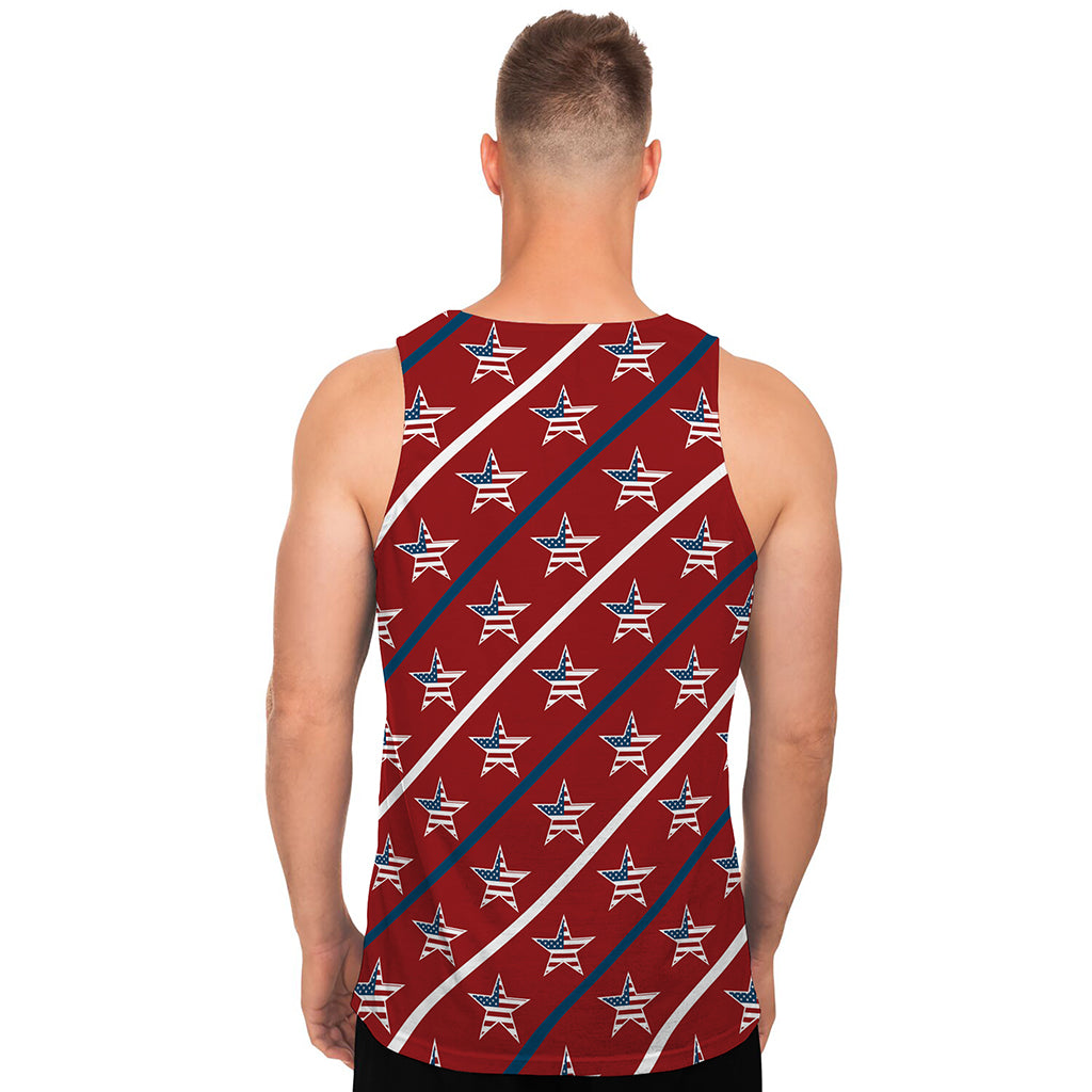 USA Patriotic Star Pattern Print Men's Tank Top
