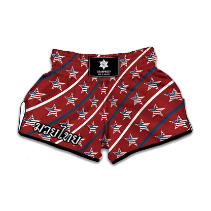 USA Patriotic Star Pattern Print Muay Thai Boxing Shorts