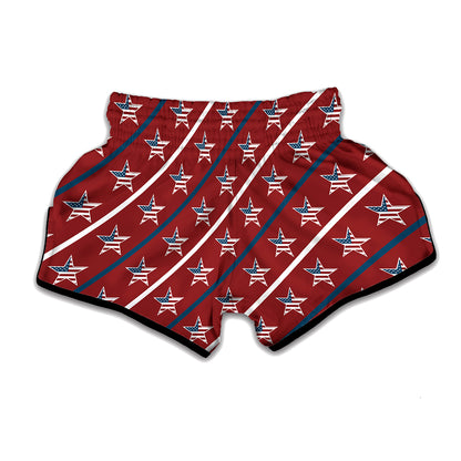 USA Patriotic Star Pattern Print Muay Thai Boxing Shorts