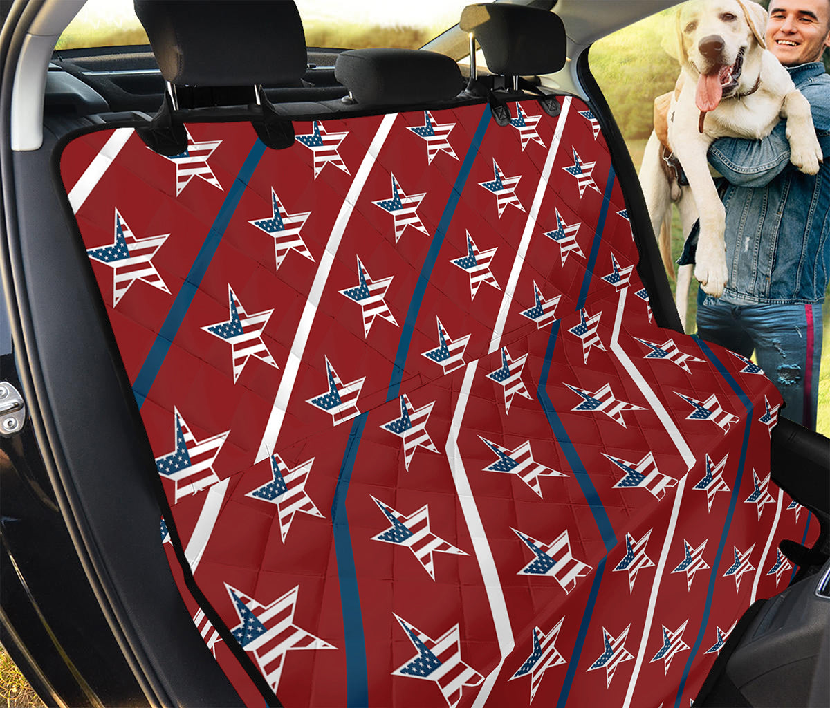 USA Patriotic Star Pattern Print Pet Car Back Seat Cover
