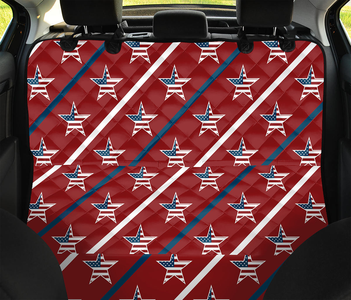 USA Patriotic Star Pattern Print Pet Car Back Seat Cover