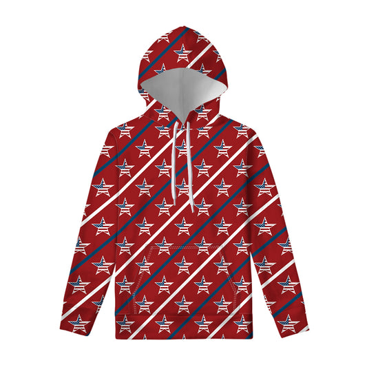 USA Patriotic Star Pattern Print Pullover Hoodie