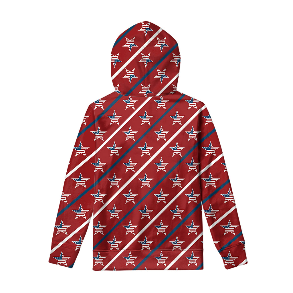 USA Patriotic Star Pattern Print Pullover Hoodie