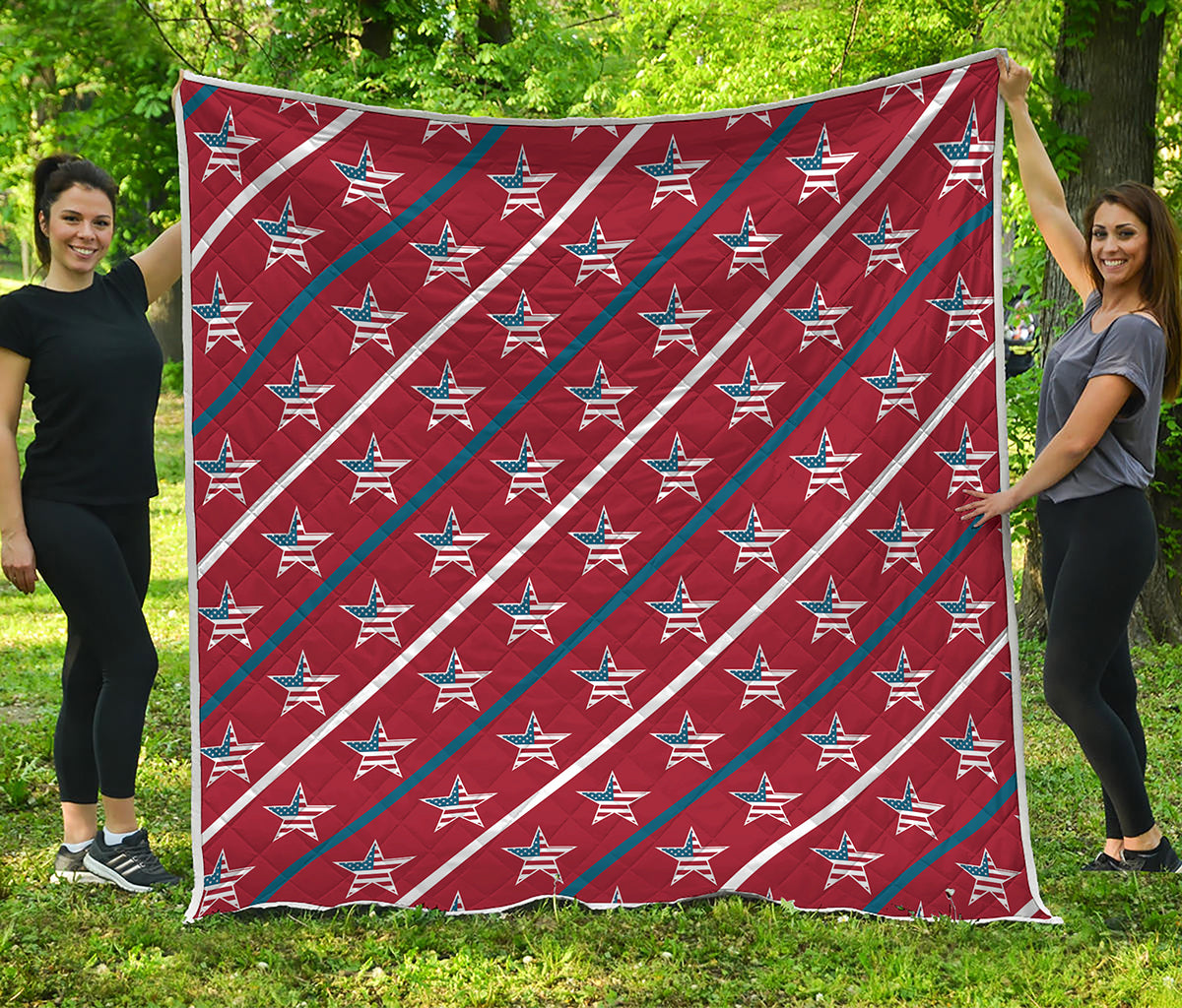 USA Patriotic Star Pattern Print Quilt