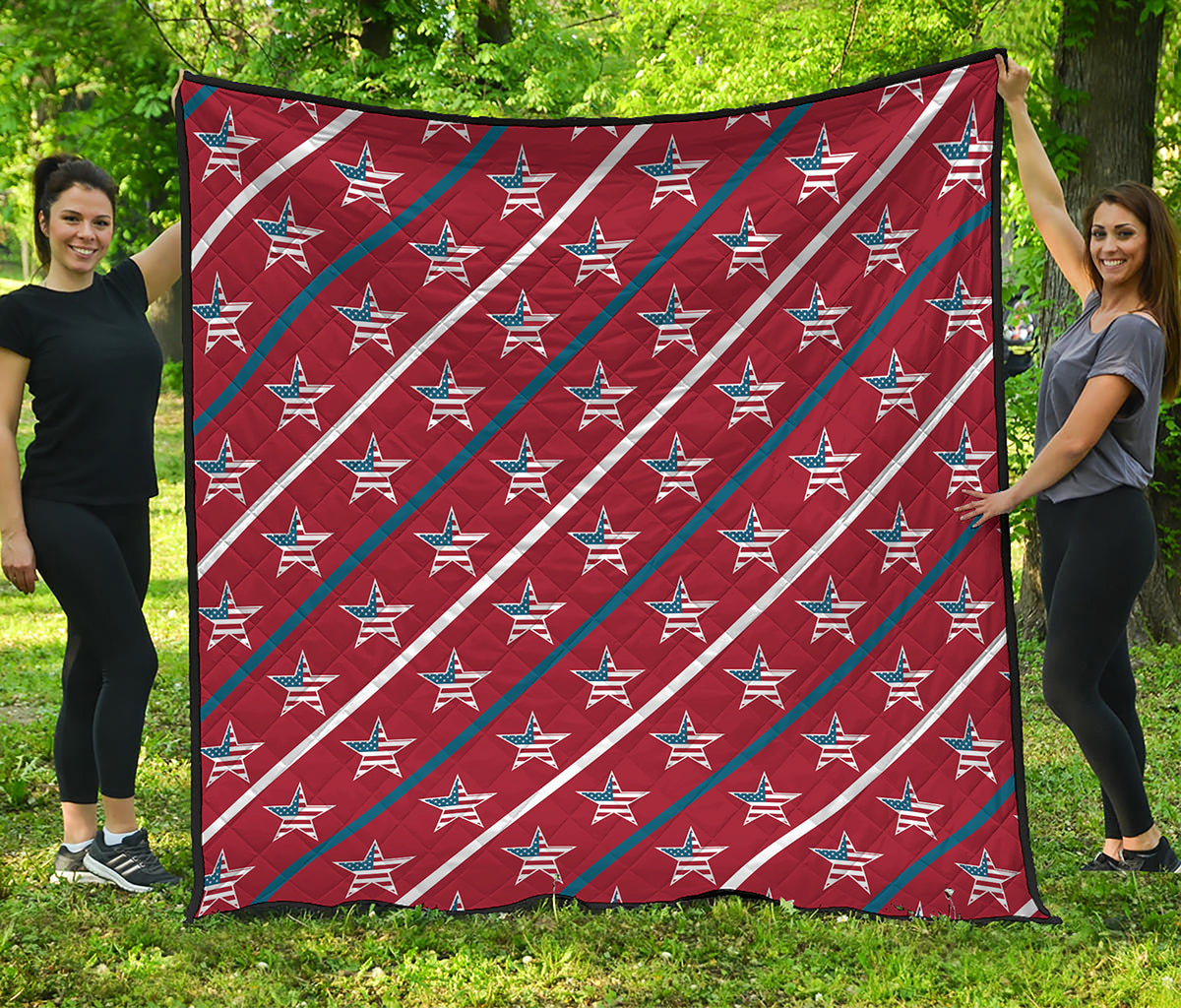 USA Patriotic Star Pattern Print Quilt