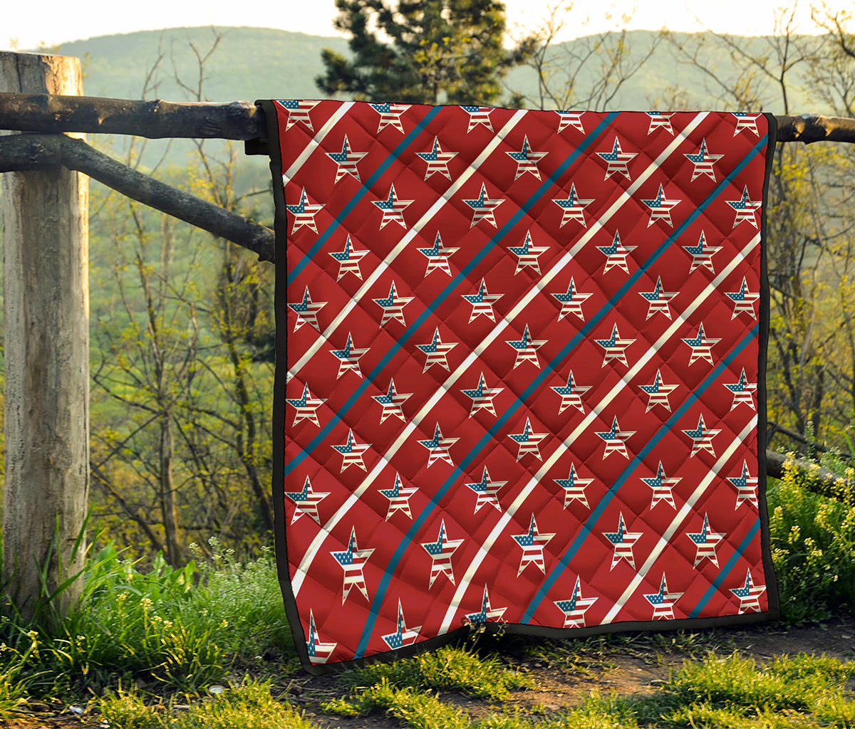 USA Patriotic Star Pattern Print Quilt