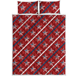USA Patriotic Star Pattern Print Quilt Bed Set