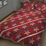 USA Patriotic Star Pattern Print Quilt Bed Set