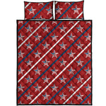 USA Patriotic Star Pattern Print Quilt Bed Set